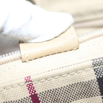 Burberry Nova Check Hand Bag Canvas Beige Auth ti1736