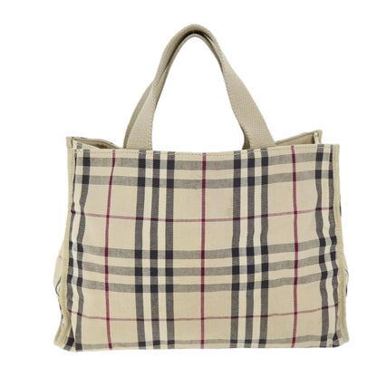 Burberry Nova Check Hand Bag Canvas Beige Auth ti1736