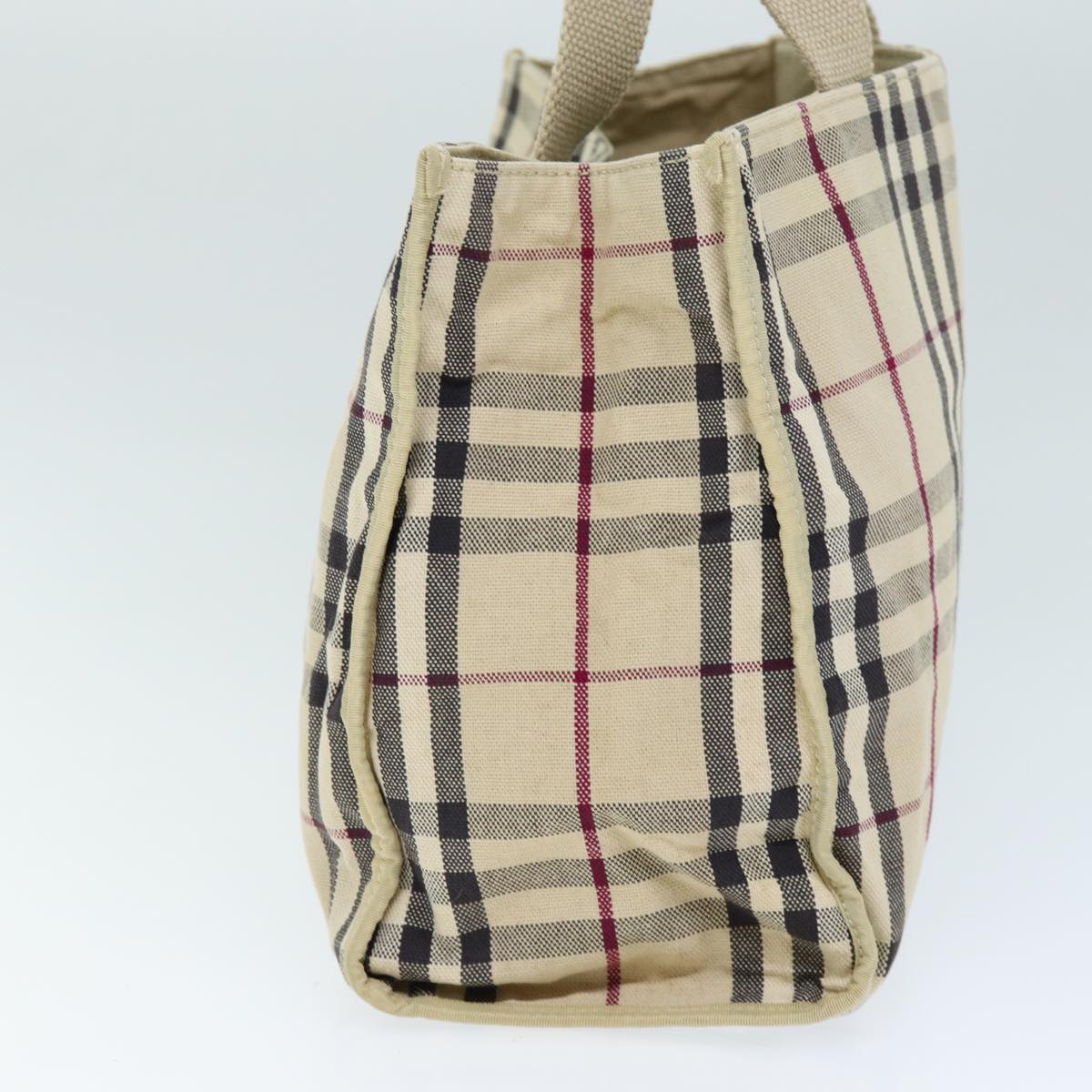 Burberry Nova Check Hand Bag Canvas Beige Auth ti1736