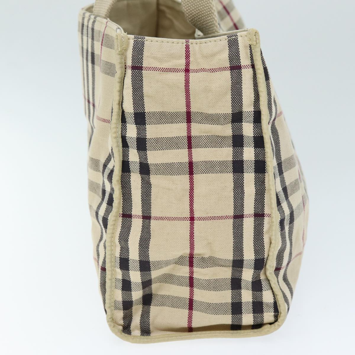 Burberry Nova Check Hand Bag Canvas Beige Auth ti1736