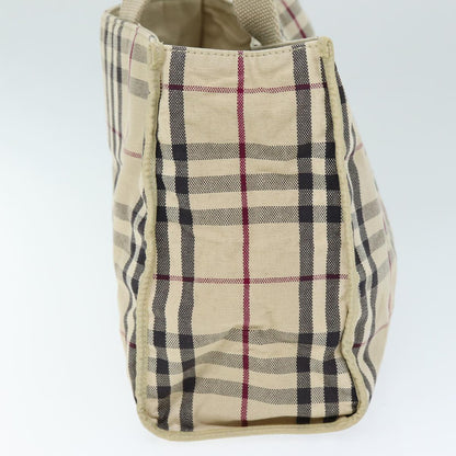 Burberry Nova Check Hand Bag Canvas Beige Auth ti1736