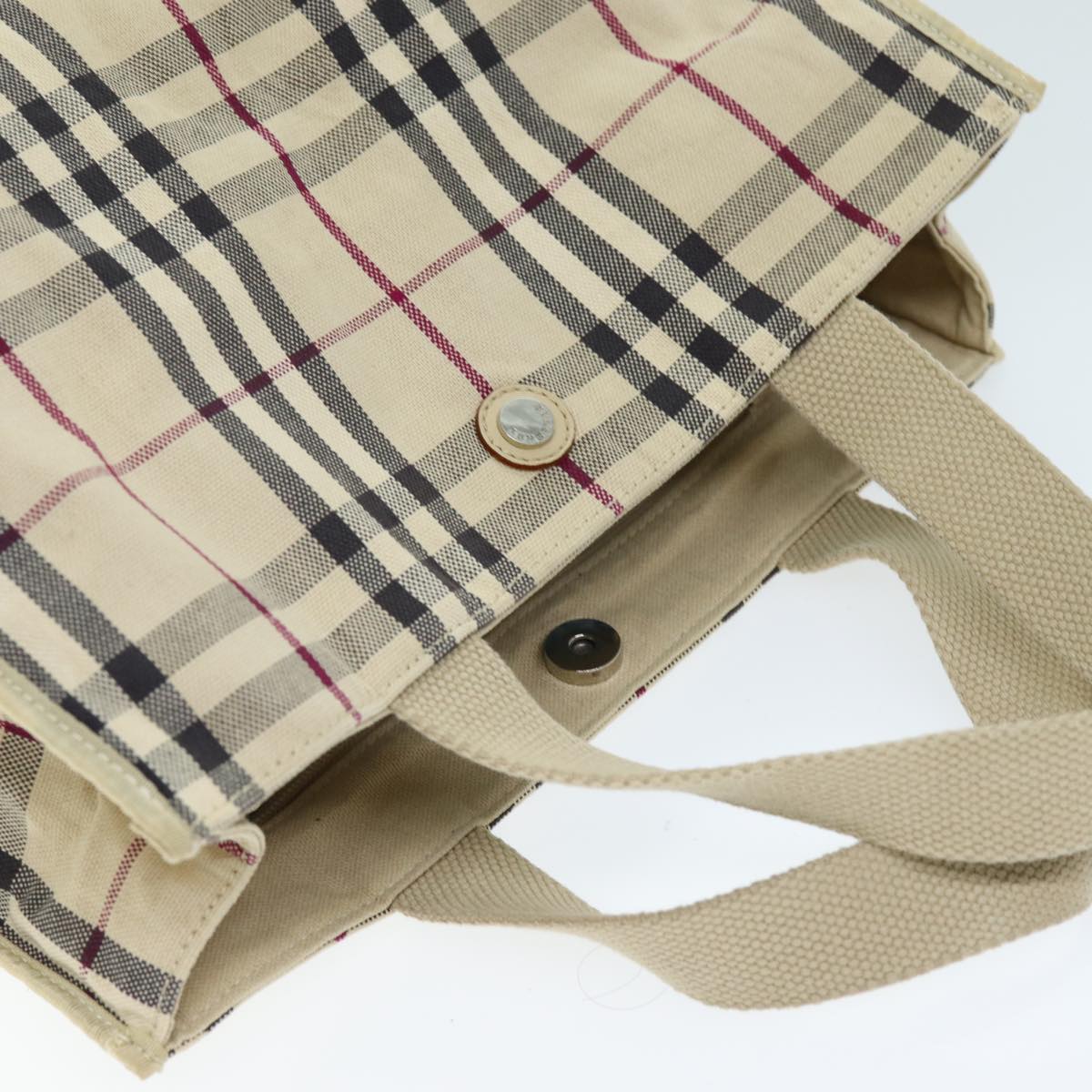 Burberry Nova Check Hand Bag Canvas Beige Auth ti1736