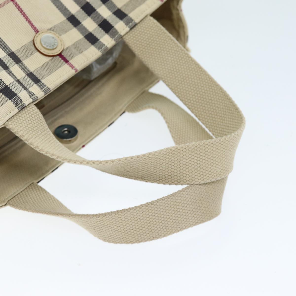 Burberry Nova Check Hand Bag Canvas Beige Auth ti1736