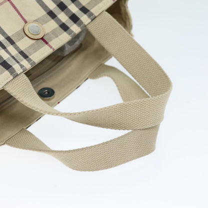 Burberry Nova Check Hand Bag Canvas Beige Auth ti1736