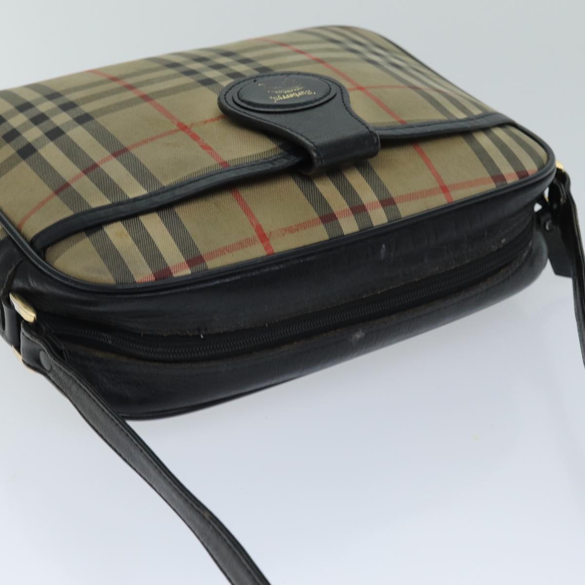 BURBERRYSs Nova Check Shoulder Bag Beige Black Auth ti1761