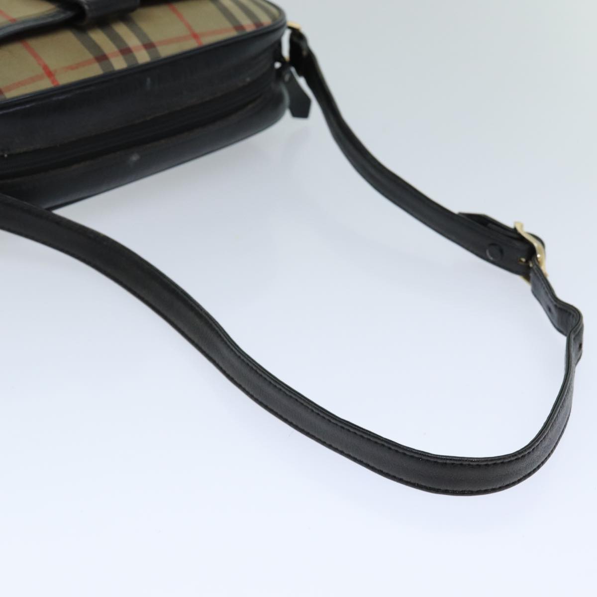 BURBERRYSs Nova Check Shoulder Bag Beige Black Auth ti1761
