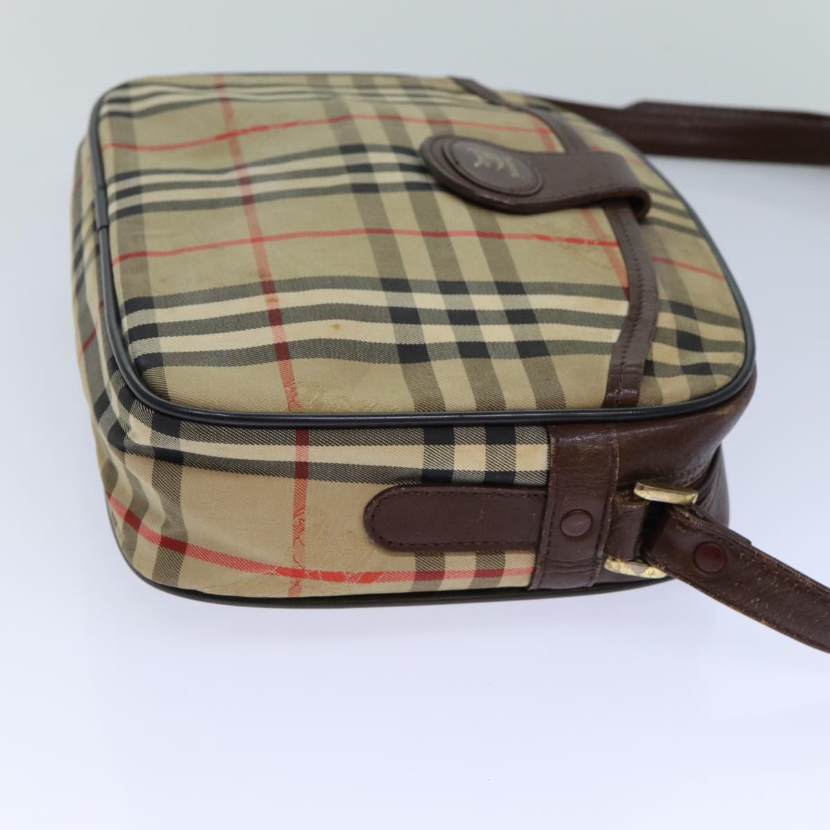 BURBERRYSs Nova Check Blue Label Hand Bag Canvas Black Auth ti1774