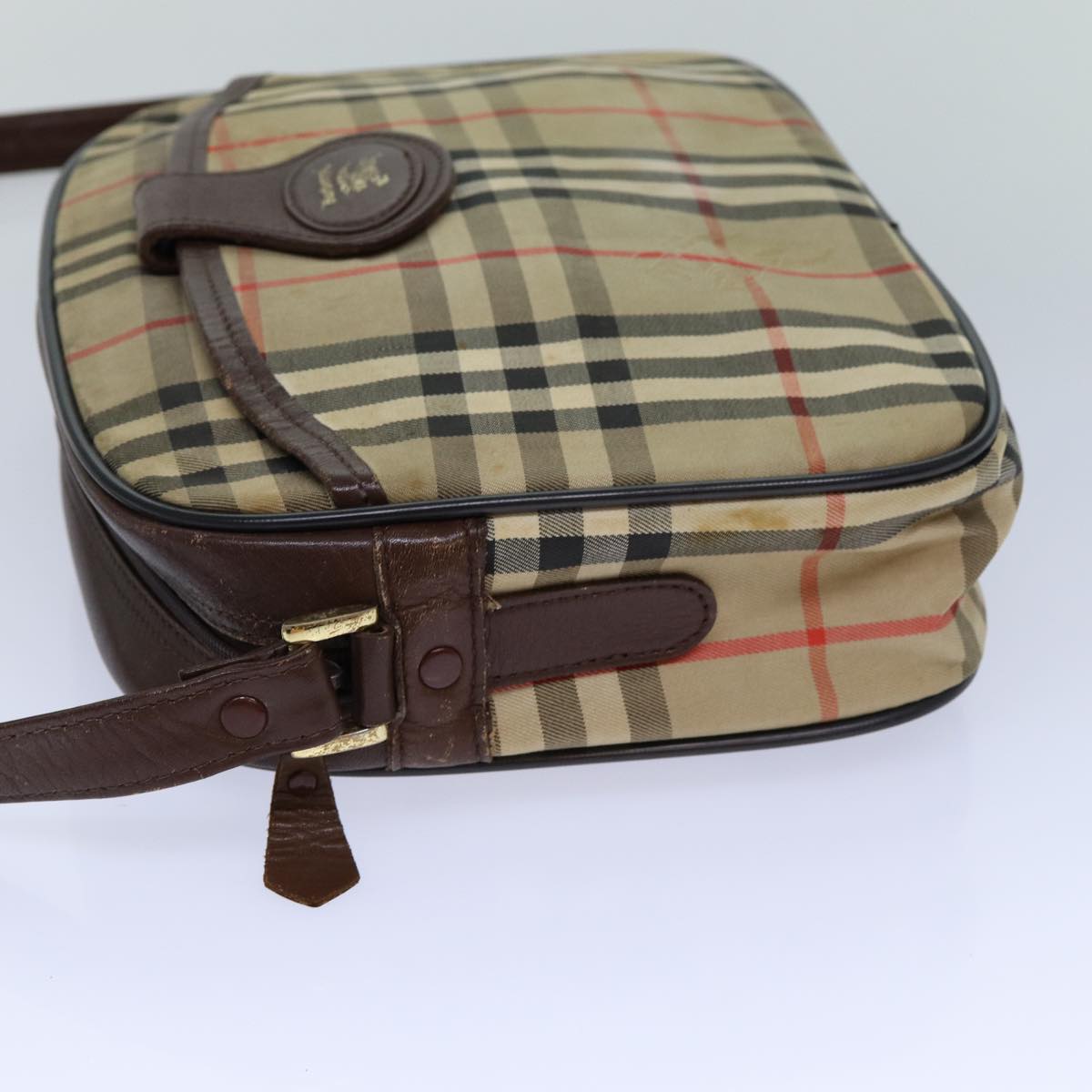 BURBERRYSs Nova Check Blue Label Hand Bag Canvas Black Auth ti1774
