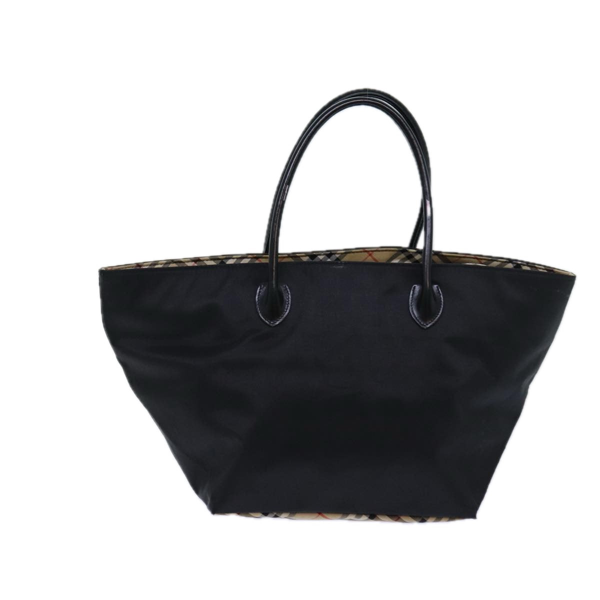 BURBERRYSs Nova Check Blue Label Hand Bag Canvas Black Auth ti1775