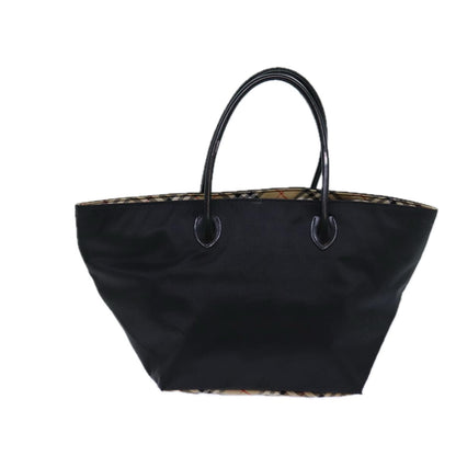 BURBERRYSs Nova Check Blue Label Hand Bag Canvas Black Auth ti1775
