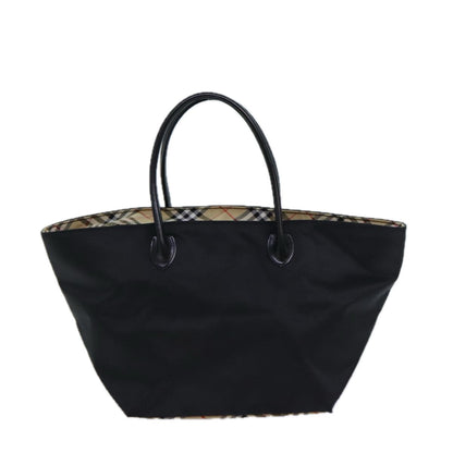 BURBERRYSs Nova Check Blue Label Hand Bag Canvas Black Auth ti1775