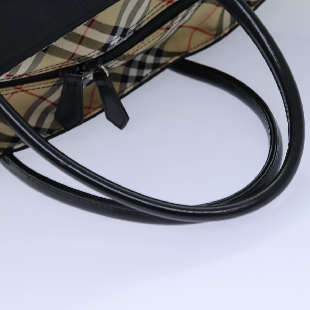BURBERRYSs Nova Check Blue Label Hand Bag Canvas Black Auth ti1775
