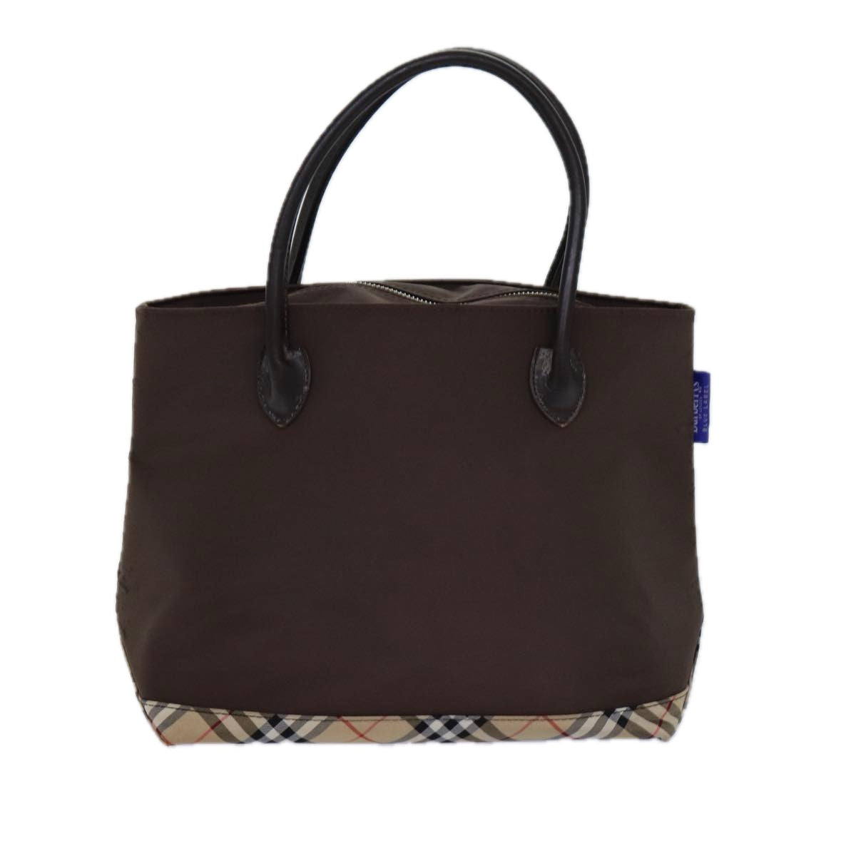 BURBERRYSs Nova Check Blue Label Hand Bag Canvas Brown Auth ti1776