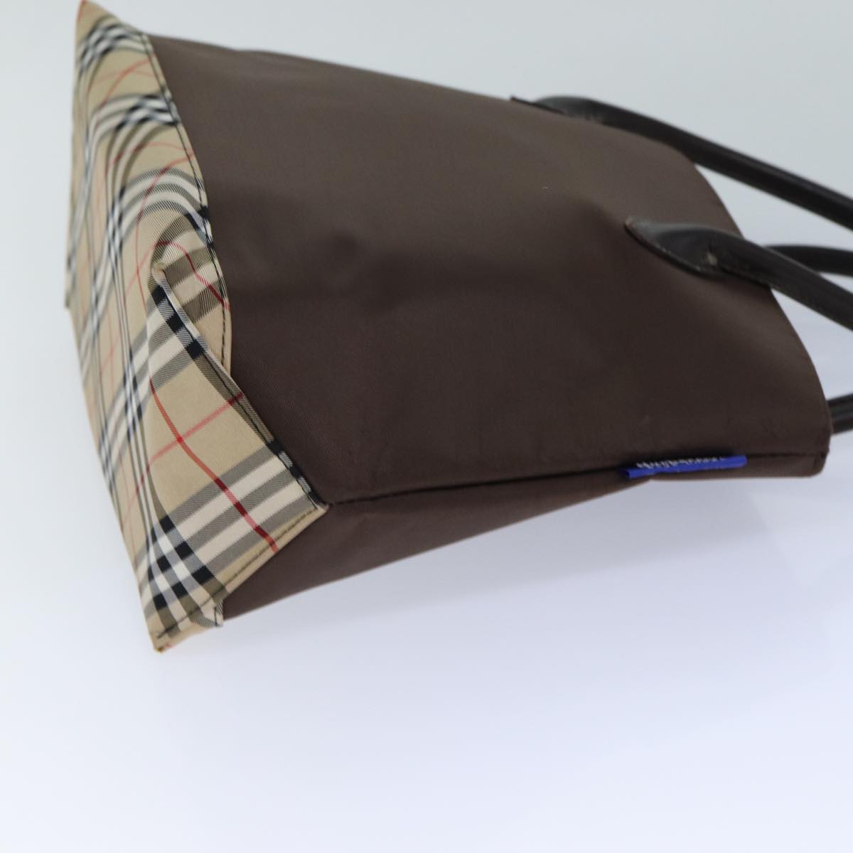 BURBERRYSs Nova Check Blue Label Hand Bag Canvas Brown Auth ti1776
