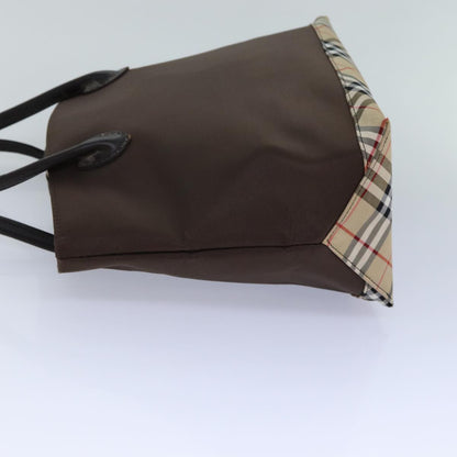 BURBERRYSs Nova Check Blue Label Hand Bag Canvas Brown Auth ti1776