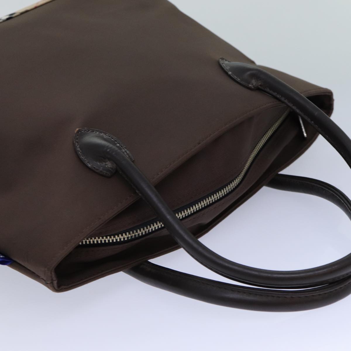 BURBERRYSs Nova Check Blue Label Hand Bag Canvas Brown Auth ti1776