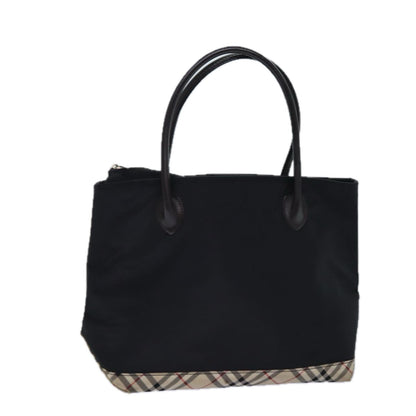 BURBERRYSs Nova Check Blue Label Hand Bag Canvas Black Auth ti1780