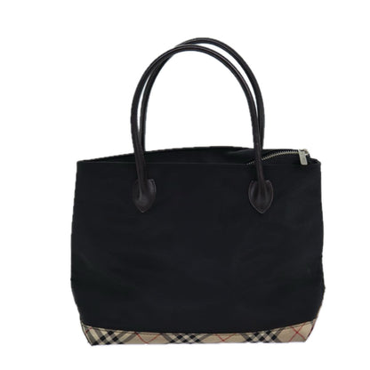 BURBERRYSs Nova Check Blue Label Hand Bag Canvas Black Auth ti1780