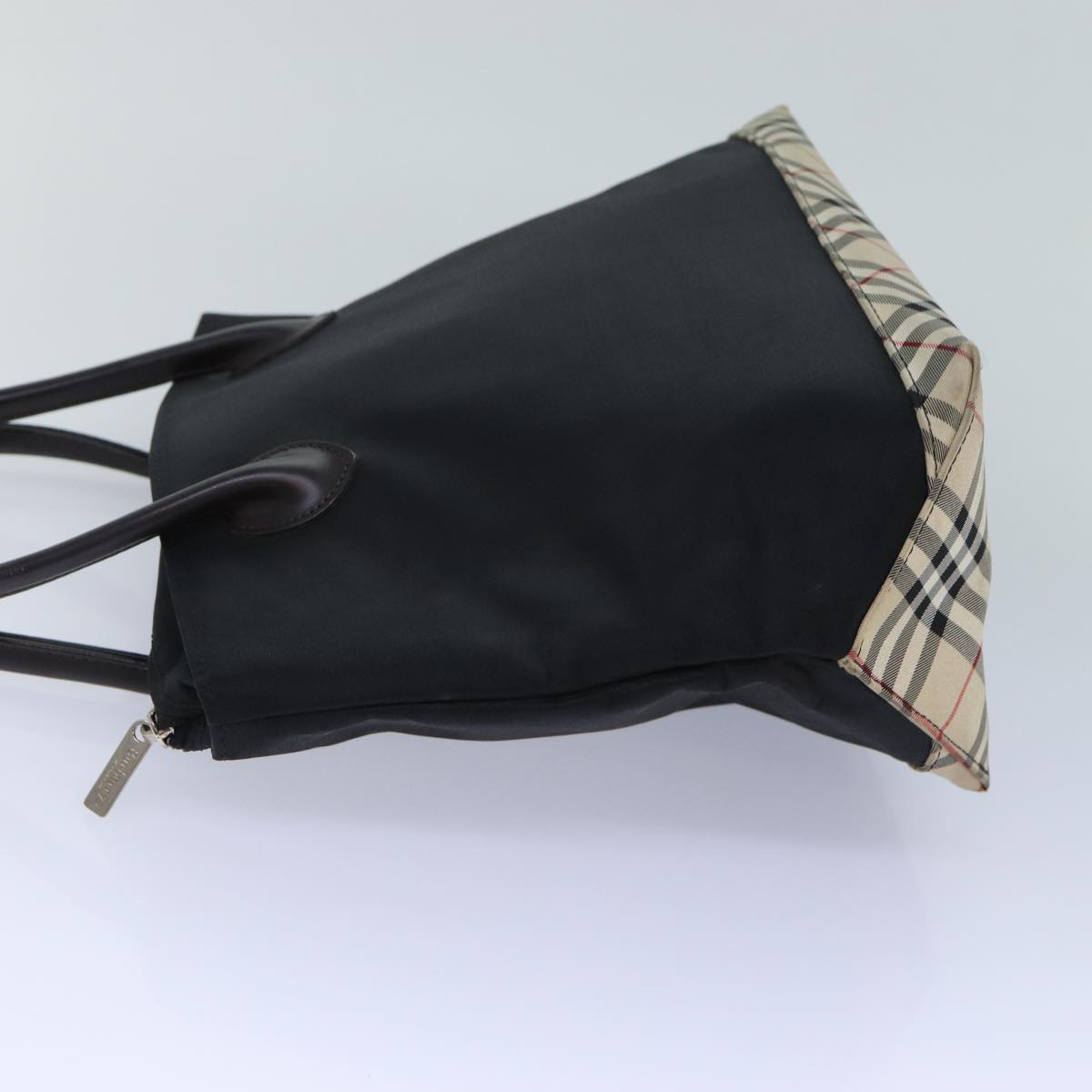 BURBERRYSs Nova Check Blue Label Hand Bag Canvas Black Auth ti1780