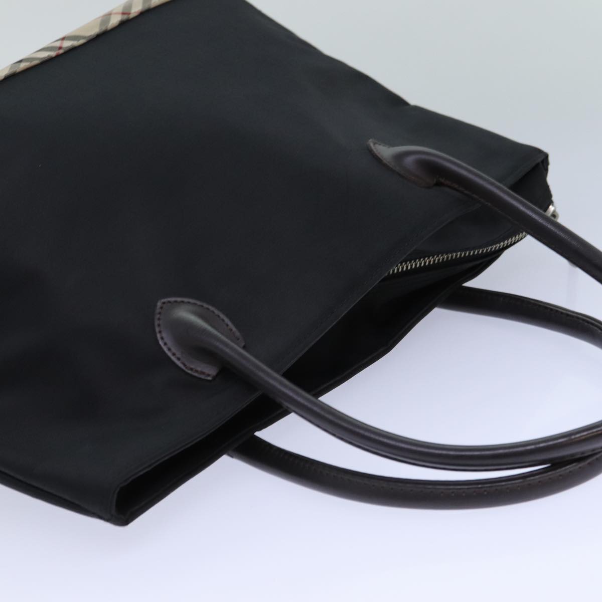 BURBERRYSs Nova Check Blue Label Hand Bag Canvas Black Auth ti1780