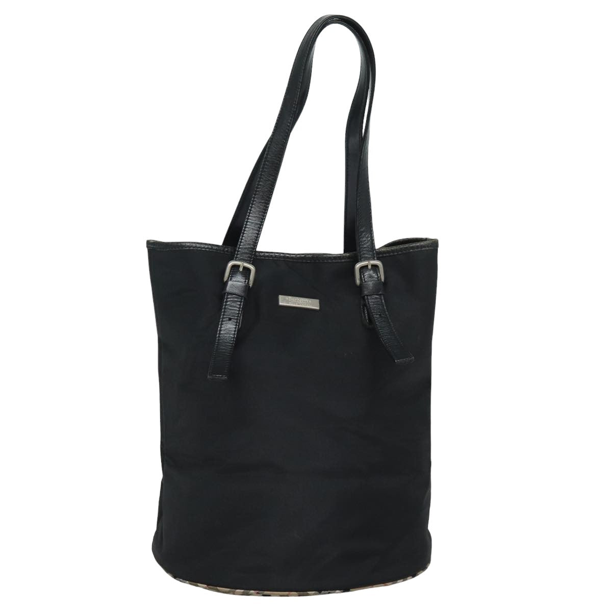 BURBERRYSs Nova Check Blue Label Shoulder Bag Nylon Black Beige Auth ti1781