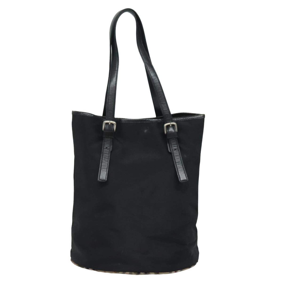 BURBERRYSs Nova Check Blue Label Shoulder Bag Nylon Black Beige Auth ti1781