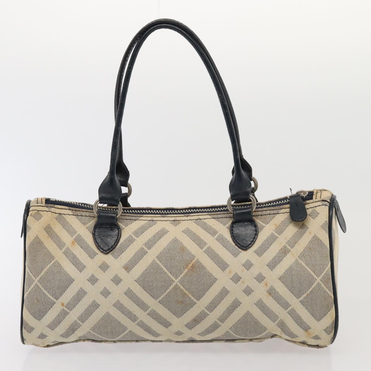 BURBERRY s Nova Check Blue Label Hand Bag Canvas 2Set Navy Auth ti1802