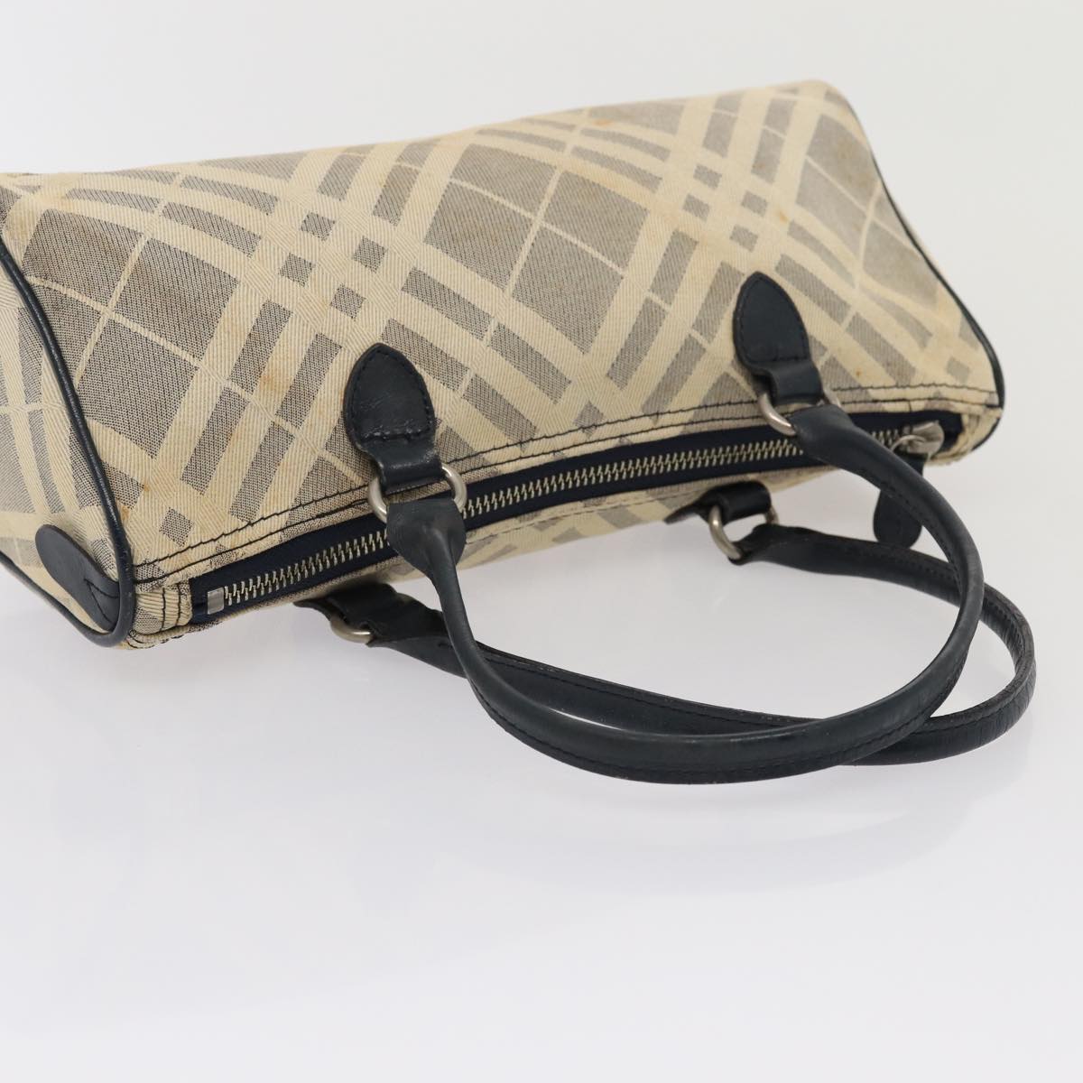 BURBERRY s Nova Check Blue Label Hand Bag Canvas 2Set Navy Auth ti1802