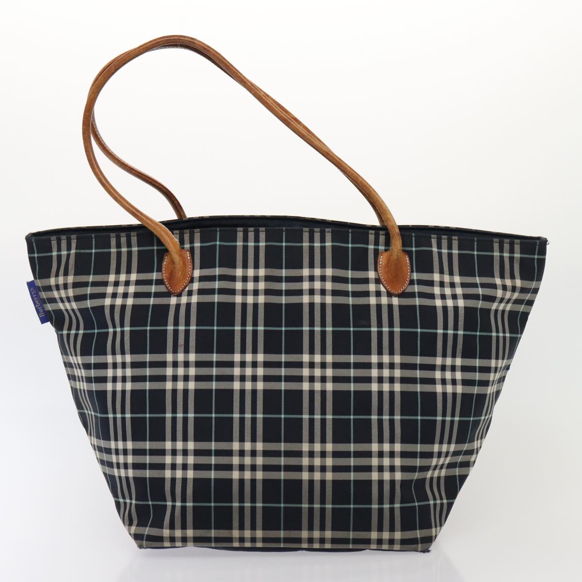BURBERRY s Nova Check Blue Label Hand Bag Canvas 2Set Navy Auth ti1802