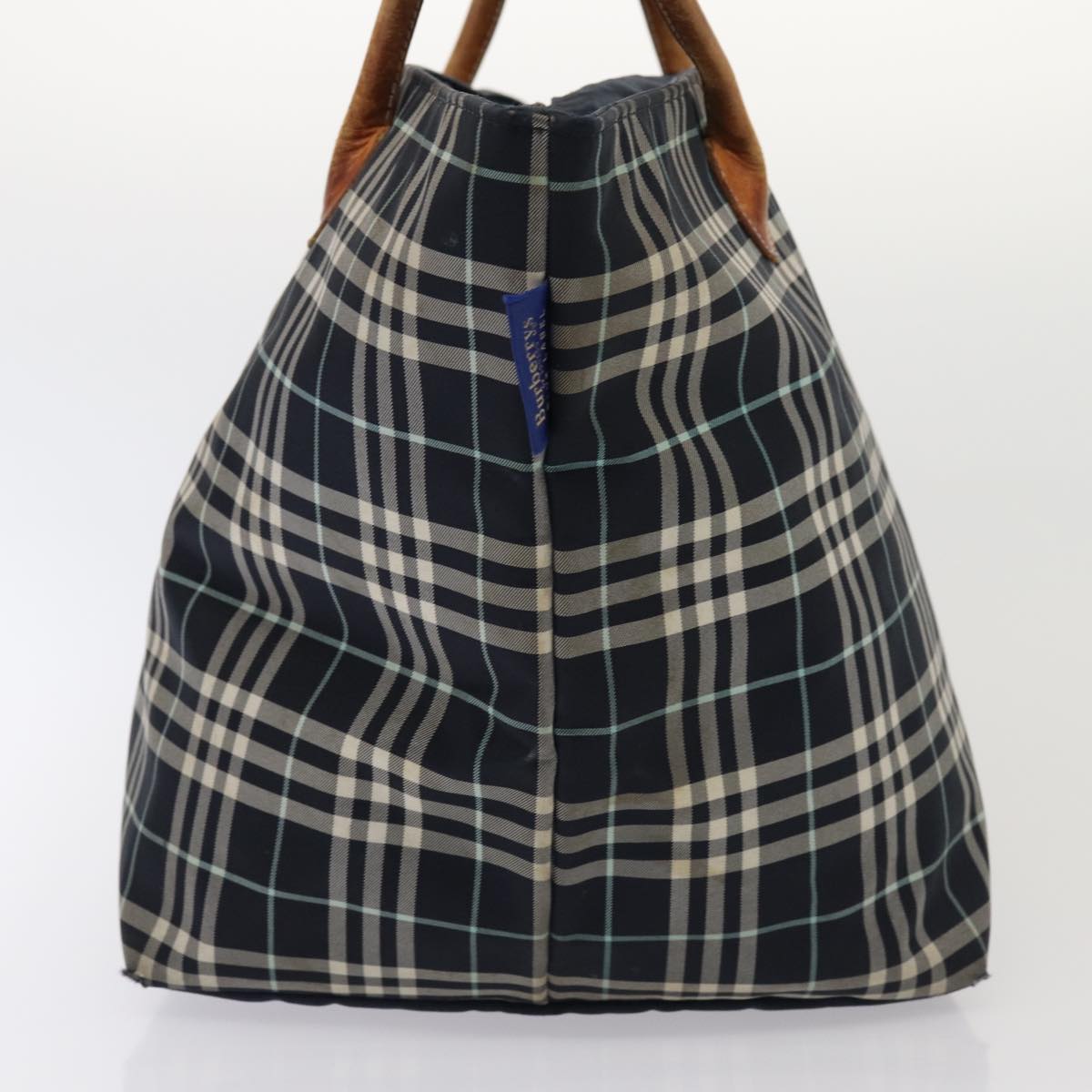BURBERRY s Nova Check Blue Label Hand Bag Canvas 2Set Navy Auth ti1802