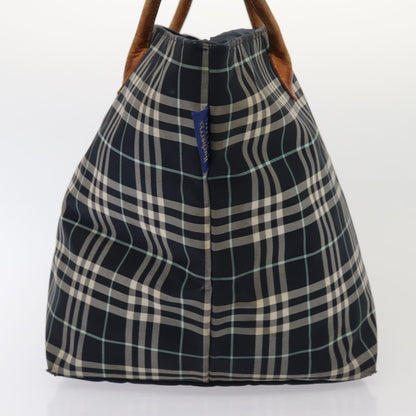 BURBERRY s Nova Check Blue Label Hand Bag Canvas 2Set Navy Auth ti1802