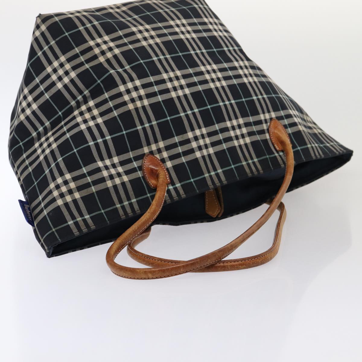 BURBERRY s Nova Check Blue Label Hand Bag Canvas 2Set Navy Auth ti1802