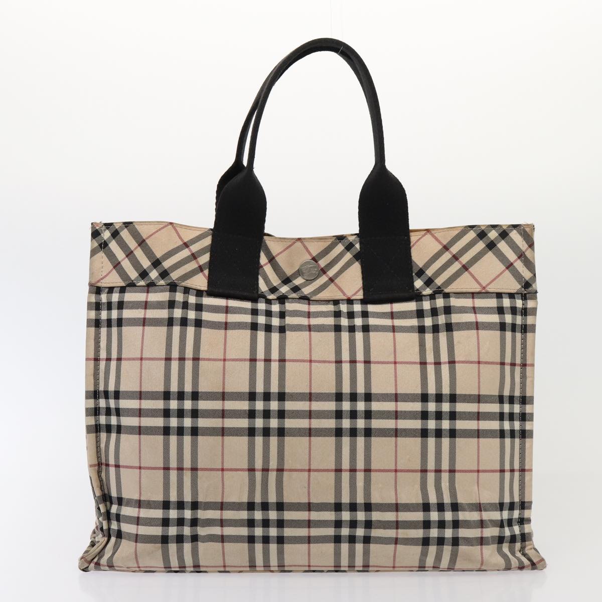 BURBERRY s Nova Check Blue Label Hand Bag Canvas 2Set Black Auth ti1803