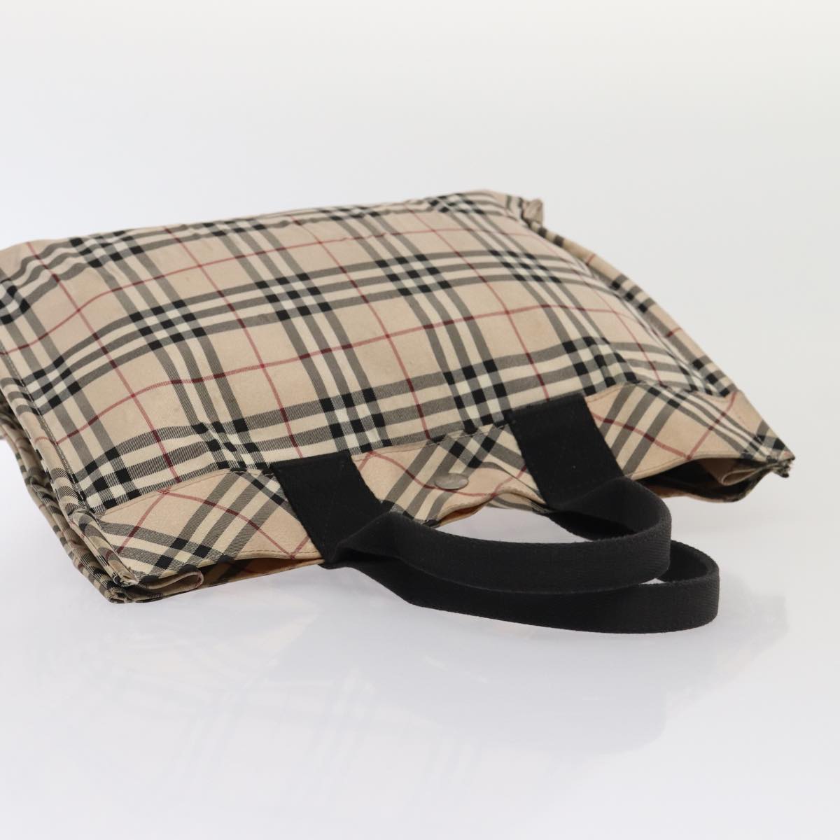 BURBERRY s Nova Check Blue Label Hand Bag Canvas 2Set Black Auth ti1803