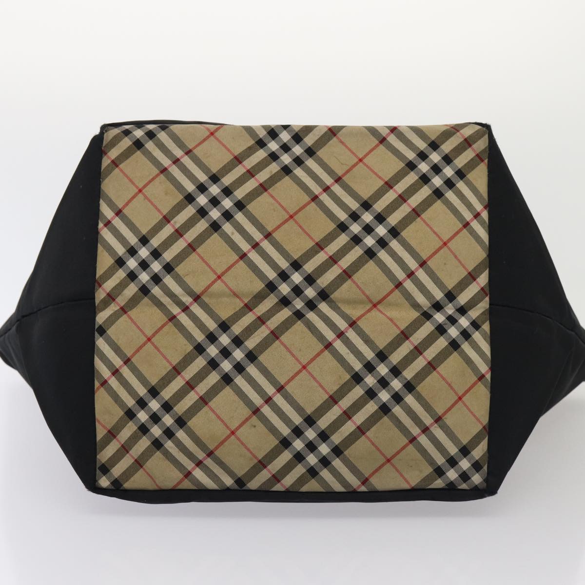BURBERRY s Nova Check Blue Label Hand Bag Canvas 2Set Black Auth ti1803