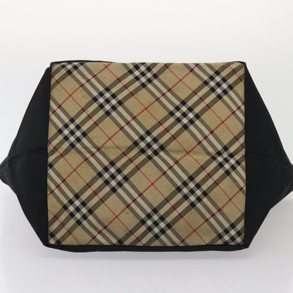 BURBERRY s Nova Check Blue Label Hand Bag Canvas 2Set Black Auth ti1803