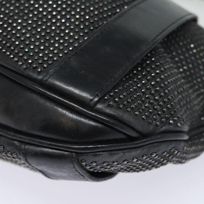 BURBERRY Studs Shoulder Bag Leather Black Auth ti1805