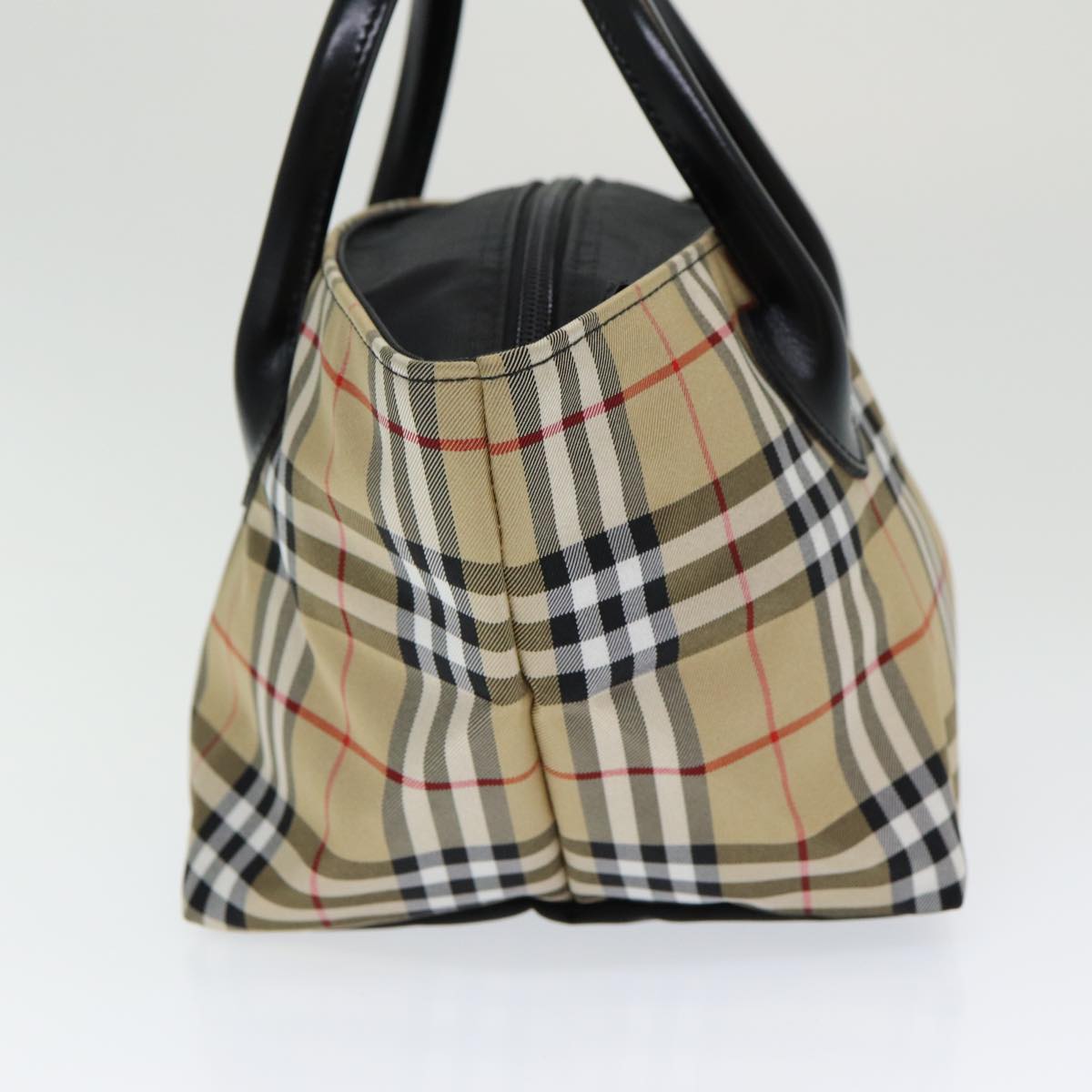 BURBERRY Nova Check Blue Label Hand Bag Nylon Beige Auth ti1838