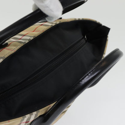 BURBERRY Nova Check Blue Label Hand Bag Nylon Beige Auth ti1838