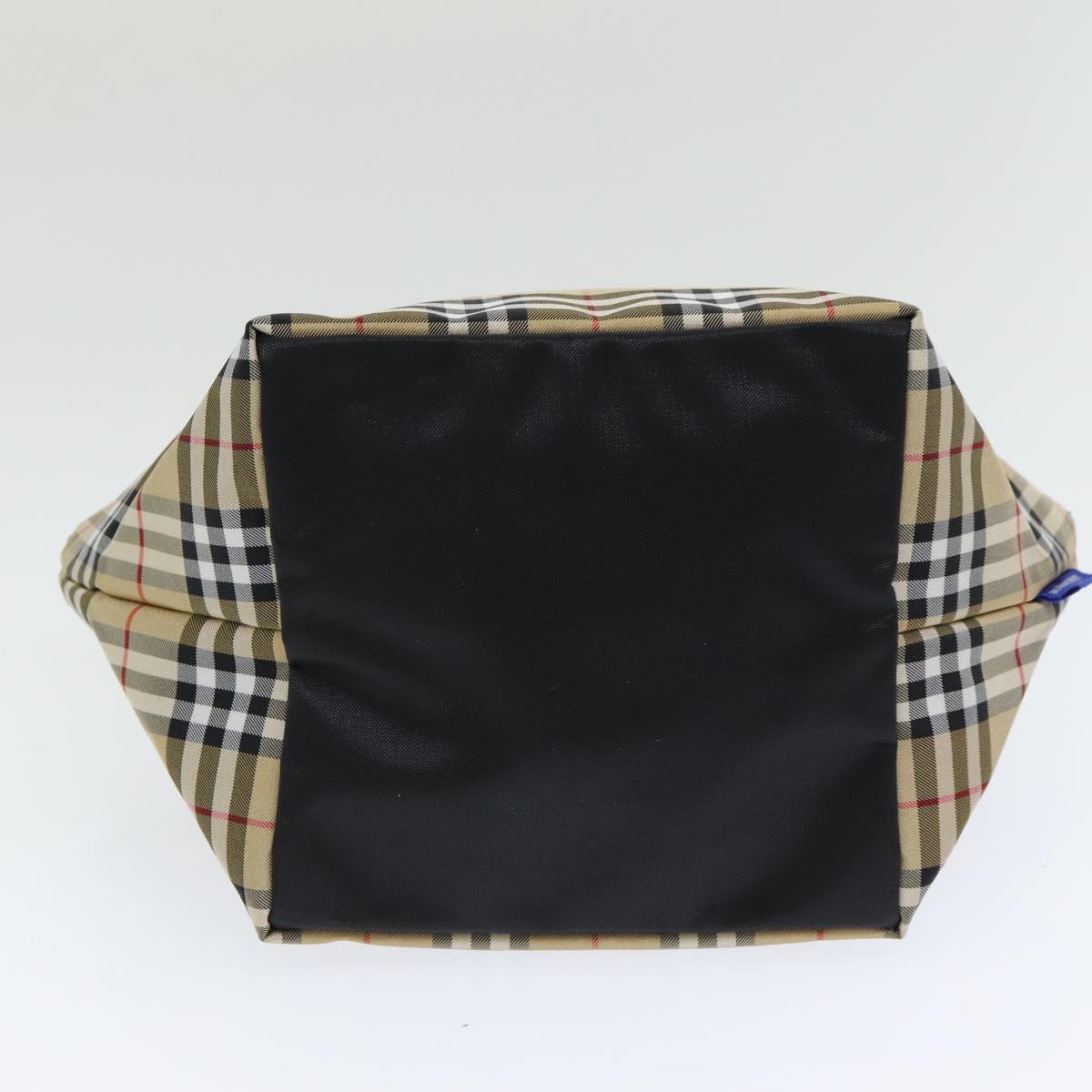 BURBERRY Nova Check Blue Label Hand Bag Nylon Beige Auth ti1838