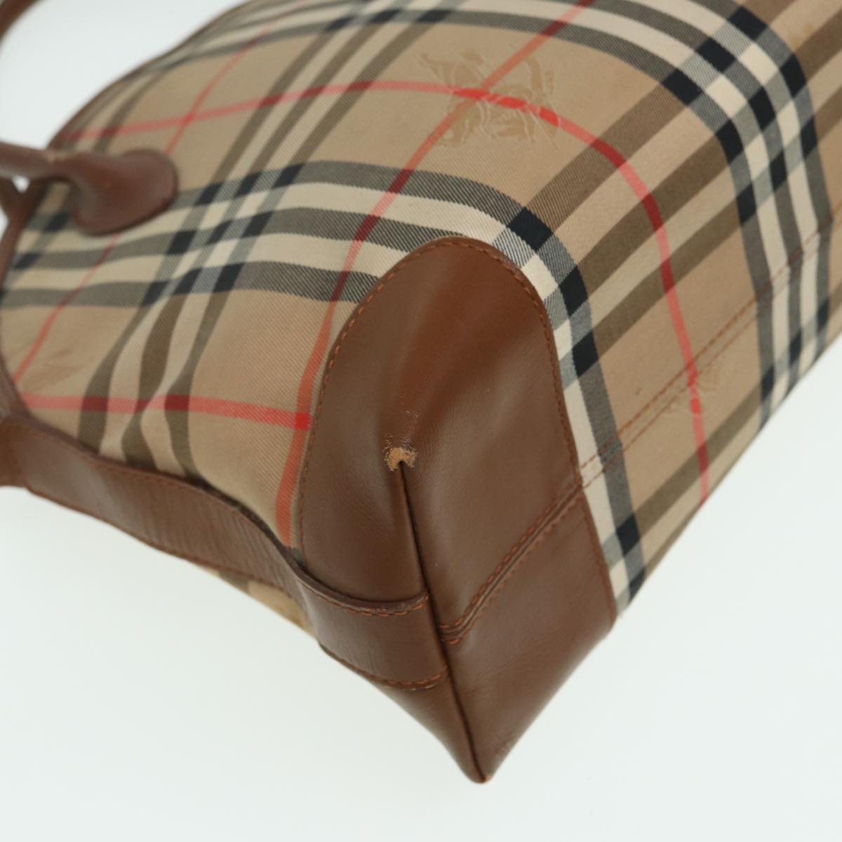 BURBERRYSs Nova Check Hand Bag Canvas Beige Auth ti1856