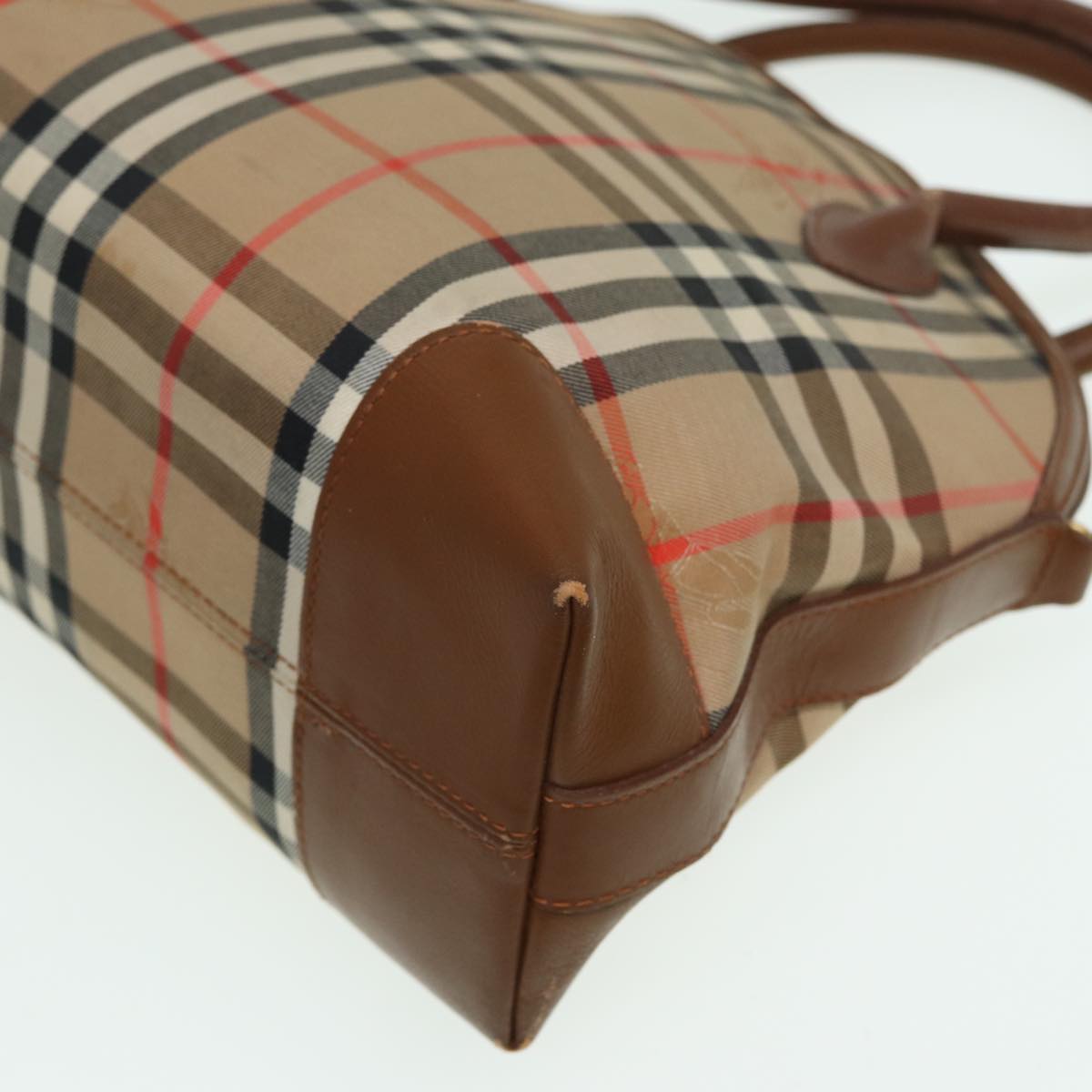 BURBERRYSs Nova Check Hand Bag Canvas Beige Auth ti1856