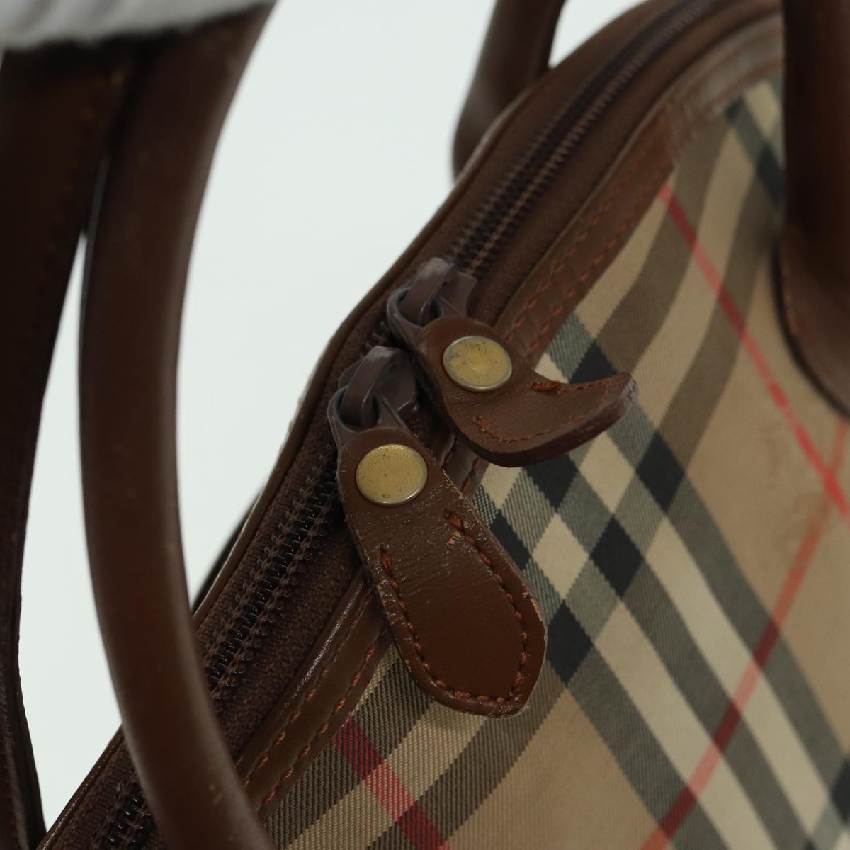 BURBERRYSs Nova Check Hand Bag Canvas Beige Auth ti1856