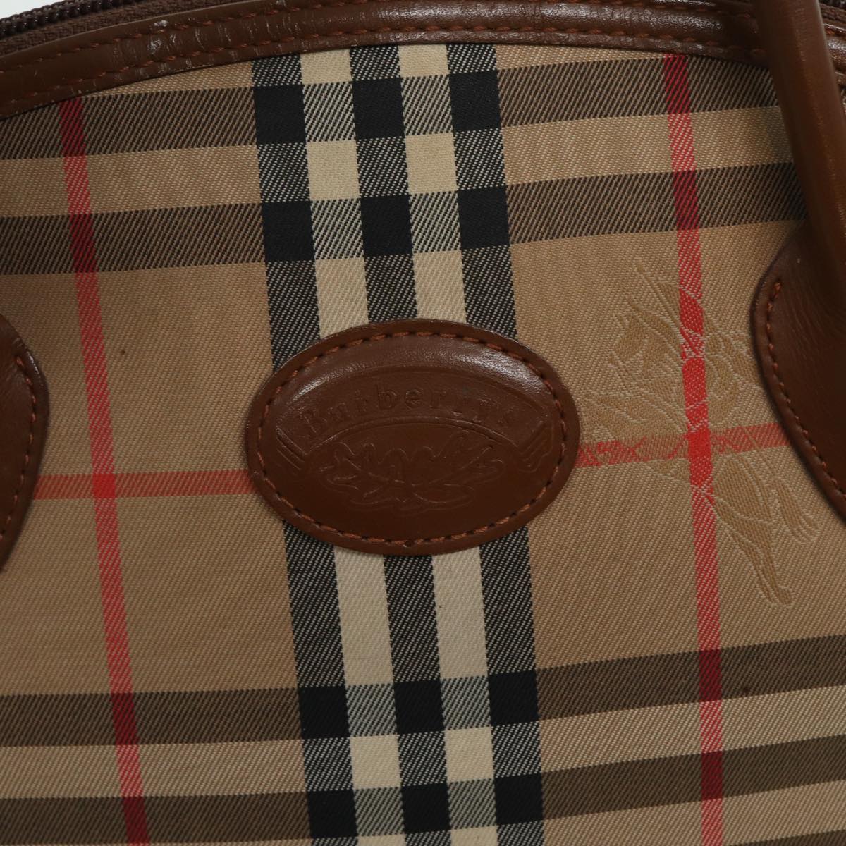BURBERRYSs Nova Check Hand Bag Canvas Beige Auth ti1856