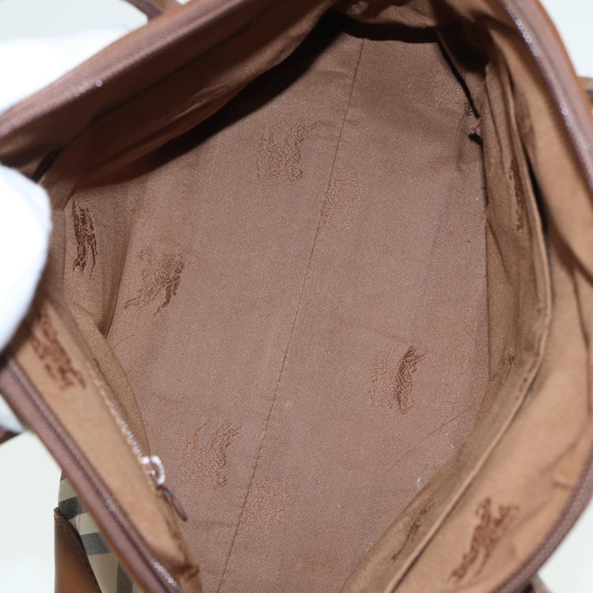 BURBERRYSs Nova Check Hand Bag Canvas Beige Auth ti1856