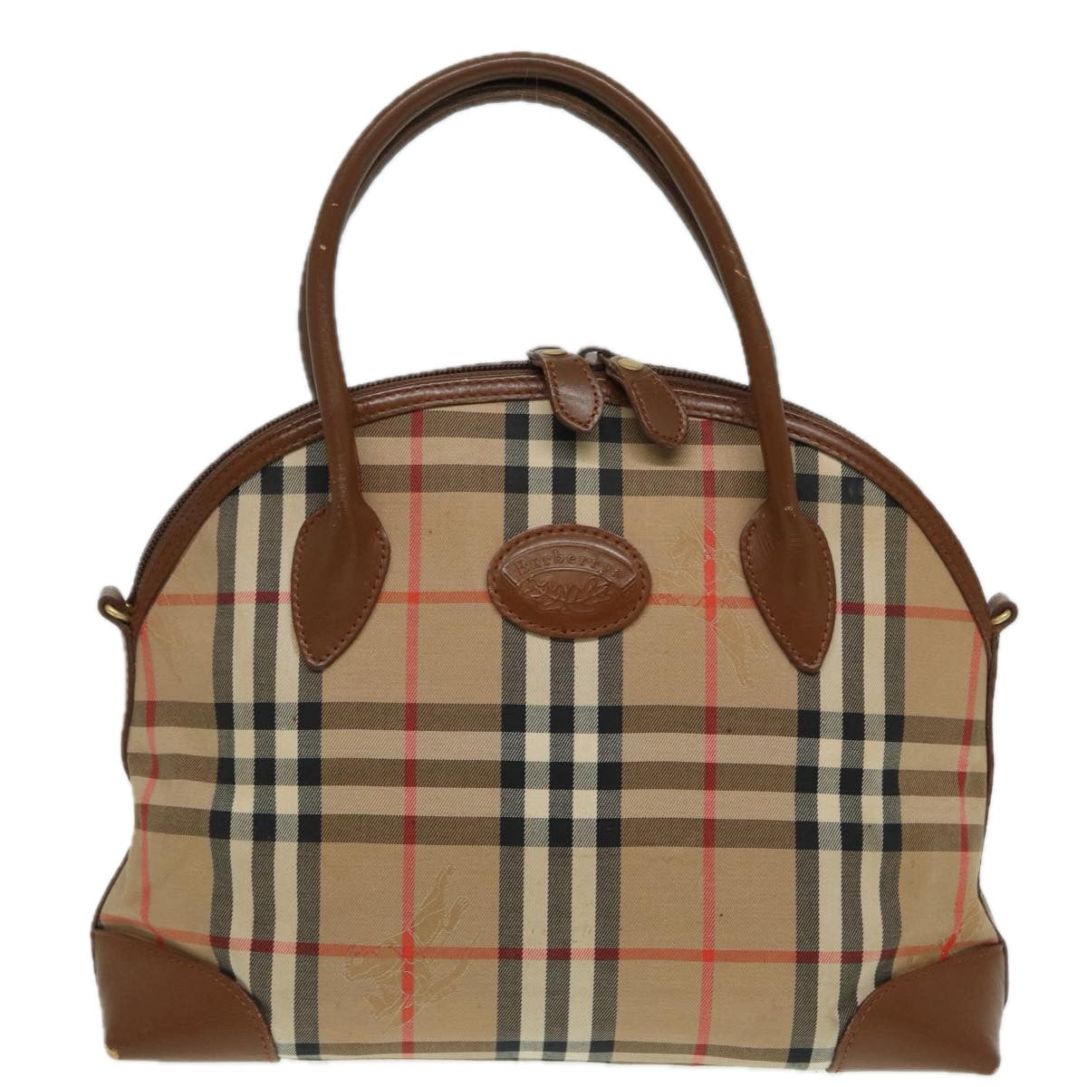 BURBERRYSs Nova Check Hand Bag Canvas Beige Auth ti1856