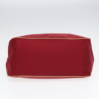 BURBERRY Nova Check Blue Label Hand Bag Nylon Red Beige Auth ti1858