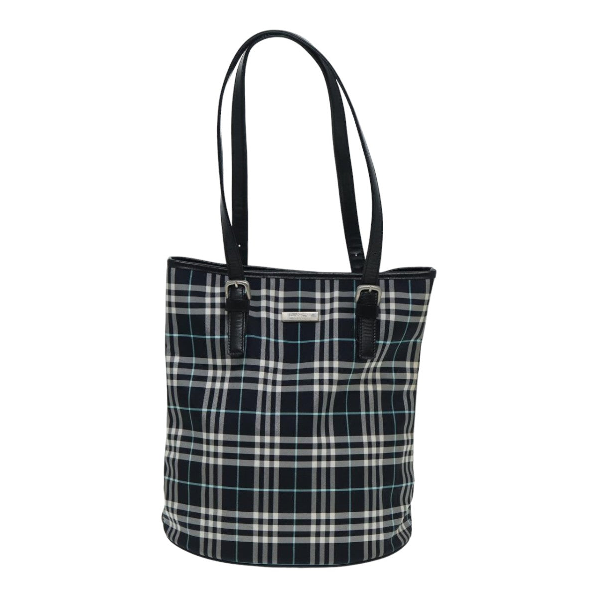 BURBERRYSs Nova Check Blue Label Shoulder Bag Nylon Navy Auth ti1890