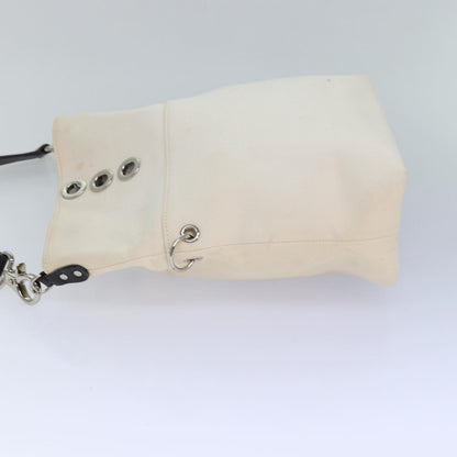 BURBERRY Blue Label Shoulder Bag Canvas 2way White Brown Silver Auth ti1922
