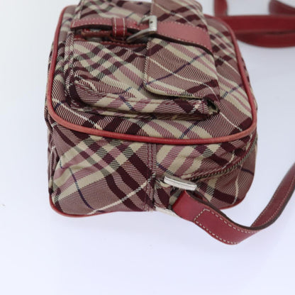 BURBERRY Nova Check Blue Label Shoulder Bag Red Silver Auth ti1923